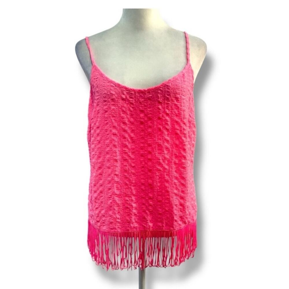 LILLY PULITZER Hot Pink Sleeveless Camisole with Fringe Hem SZ S